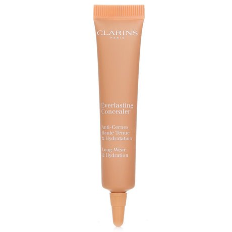 Clarins Everlasting Concealer in #03 Medium Deep, 12ml, offers full coverage, minimizes fine lines, and brightens eyes.