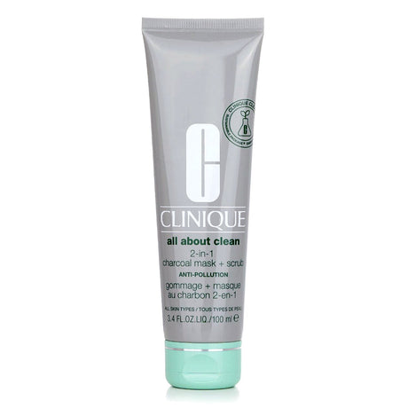 Clinique All About Clean 2-In-1 Charcoal Mask + Scrub: Purifying mask and scrub with charcoal and kaolin clay for all skin types.