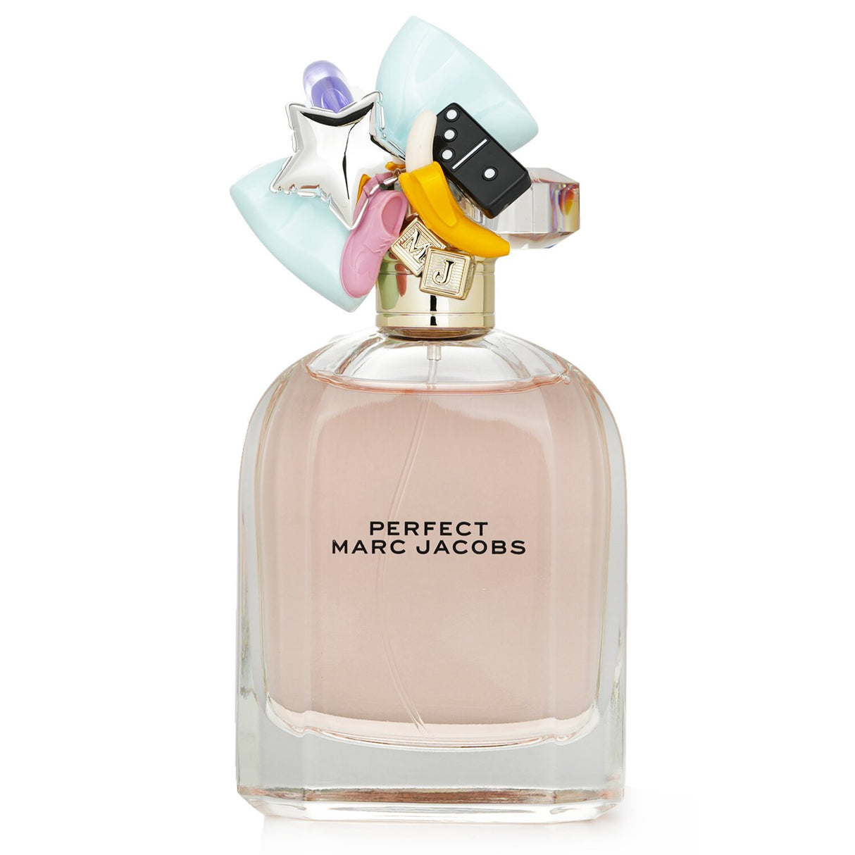 Marc Jacobs Perfect Eau De Parfum 100ml features a floral green scent with rhubarb, daffodil, and unique charm-adorned cap.