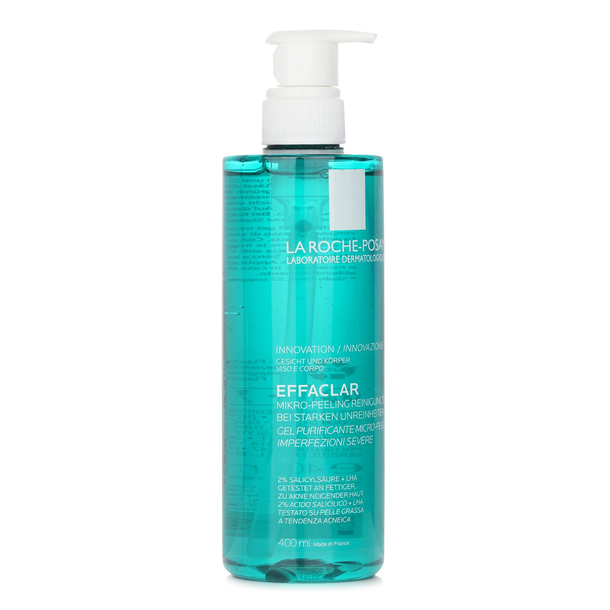 La Roche Posay Effaclar Micro-Peeling Gel for acne-prone skin, purifying and exfoliating with LHA and Salicylic Acid.