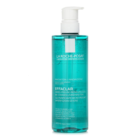 La Roche Posay Effaclar Micro-Peeling Gel for acne-prone skin, promoting clearer skin by unclogging pores and reducing blemishes.