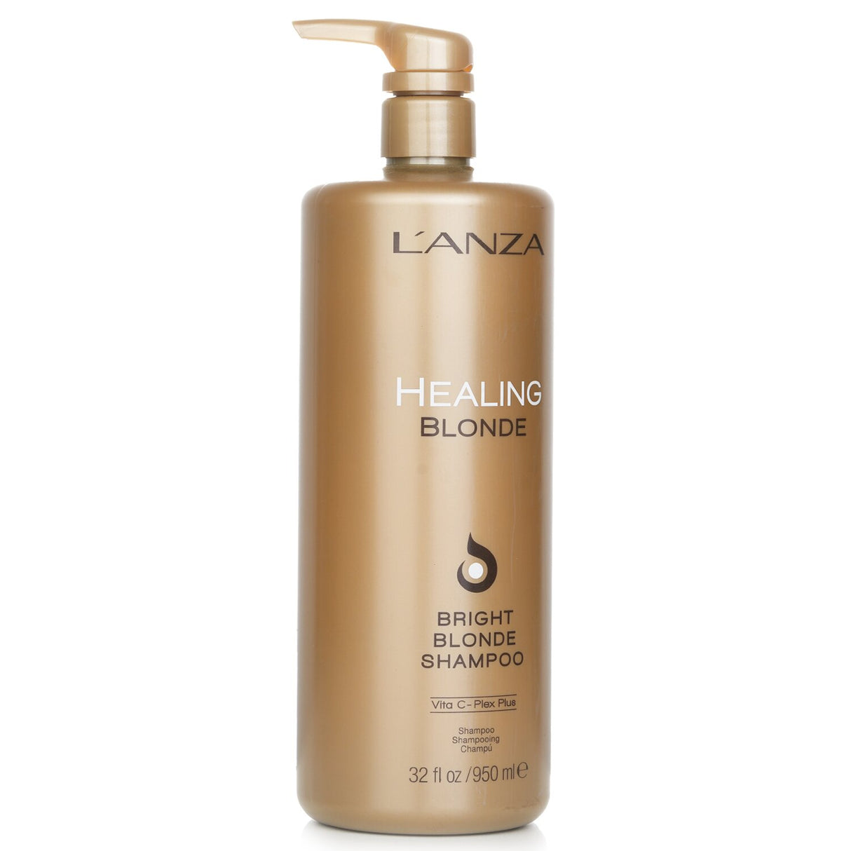 Lanza Healing Blonde Shampoo in a 950ml bottle, sulfate-free, revitalizes and enhances natural blonde hair shine.