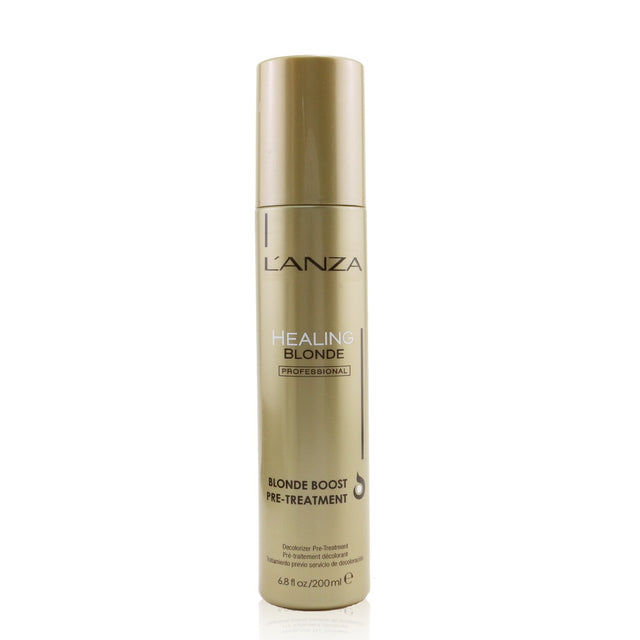 Lanza Healing Blonde Boost Pre-Treatment spray revitalizes blonde hair, enhances vibrancy, and protects against bleaching damage.