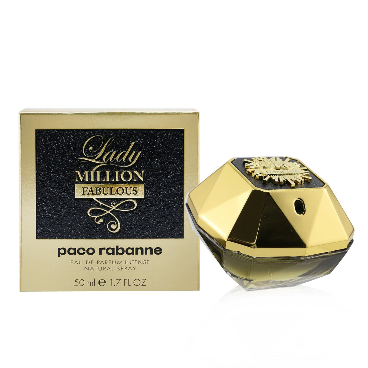 Paco Rabanne Lady Million Fabulous 50ml, an enchanting oriental floral perfume with vibrant mandarin, jasmine, and warm vanilla notes.