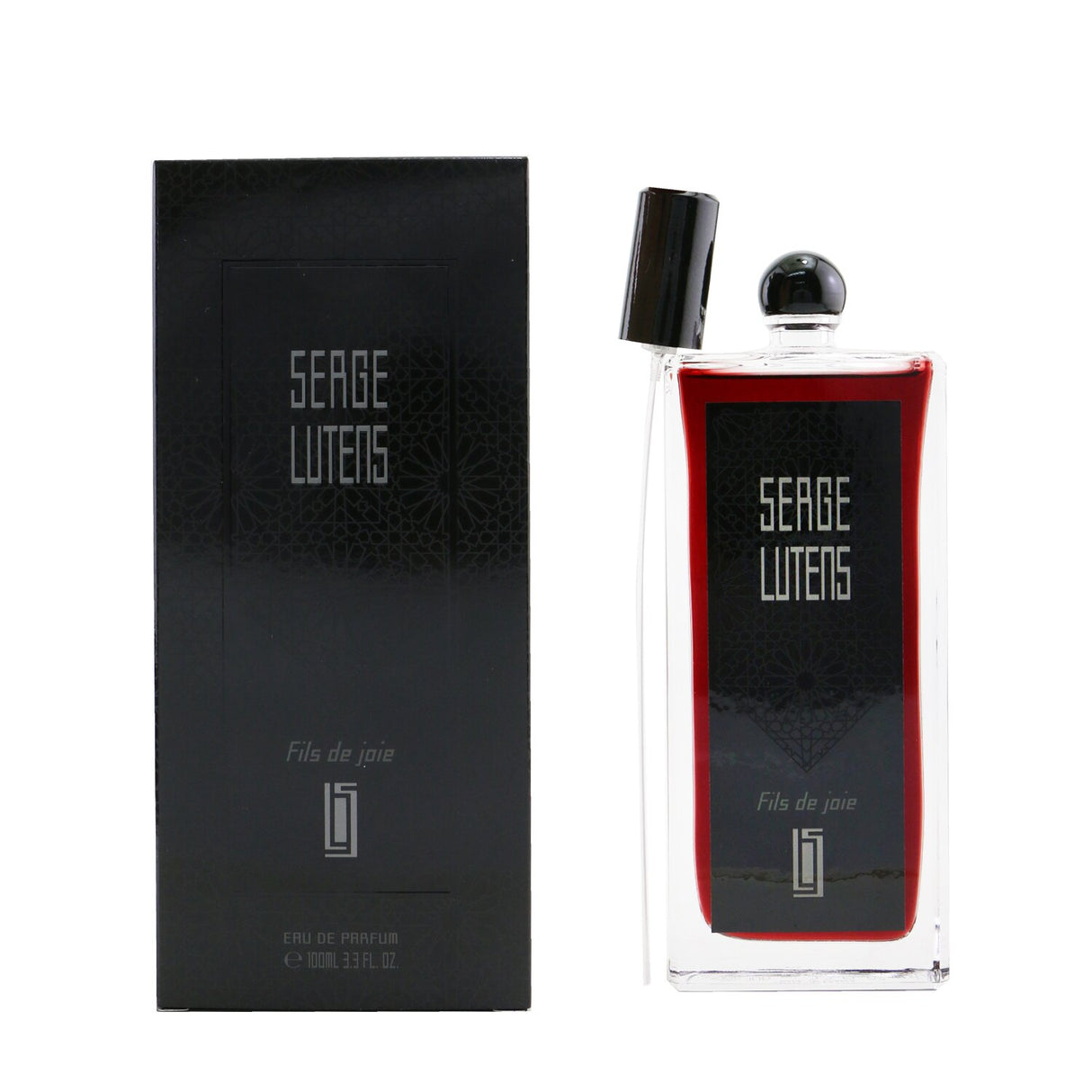 Eau de parfum bottle of Serge Lutens Fils De Joie, a floral scent with jasmine, honey, and musk, suitable for all occasions.