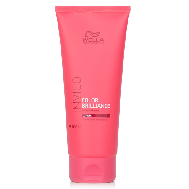 Wella Invigo Brilliance Conditioner for coarse hair, enhances color vibrancy, nourishes, and adds softness with Lime Caviar.