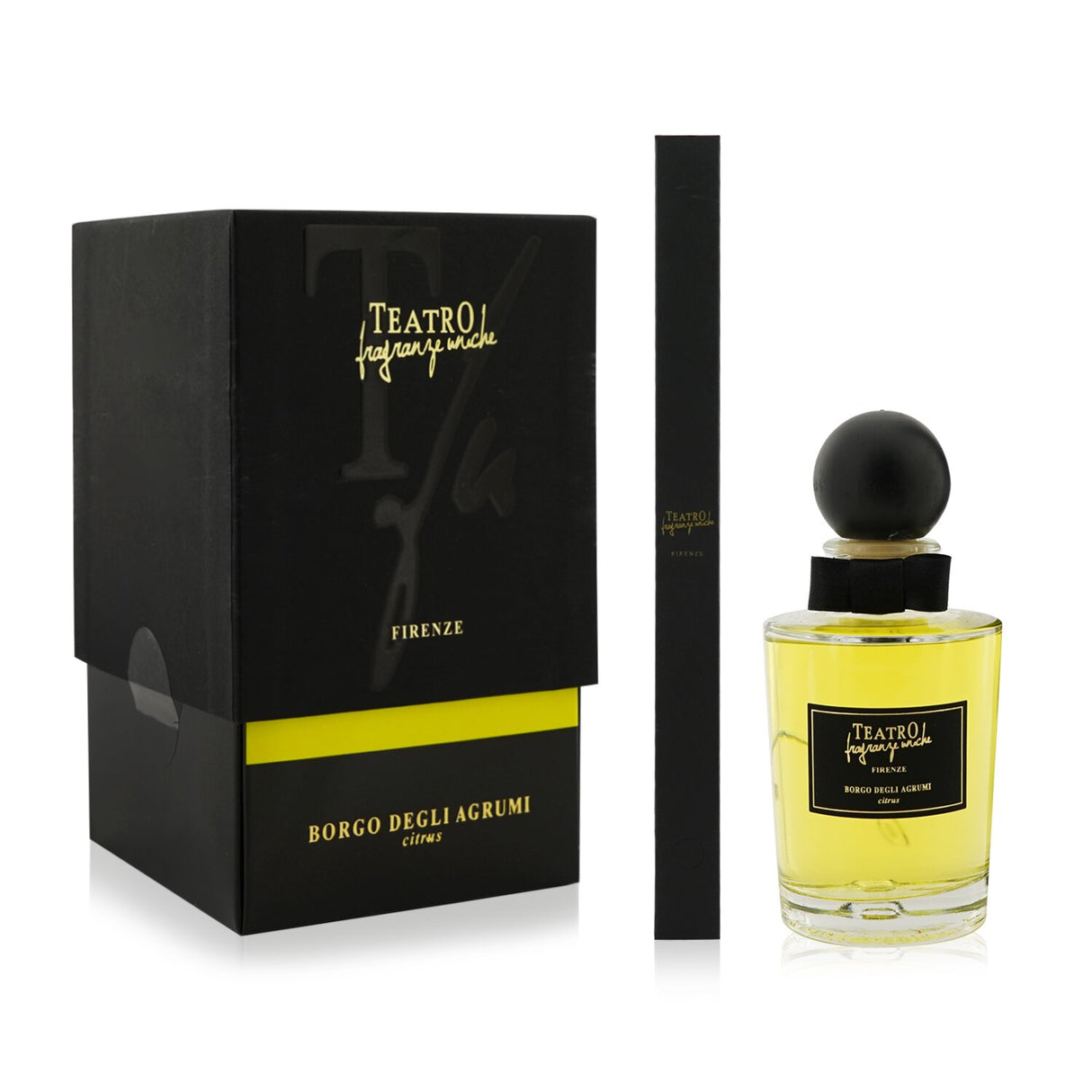 Teatro Borgo Degli Agrumi diffuser with natural reeds, infuses citrus scents for a refreshing home atmosphere for 14 weeks.
