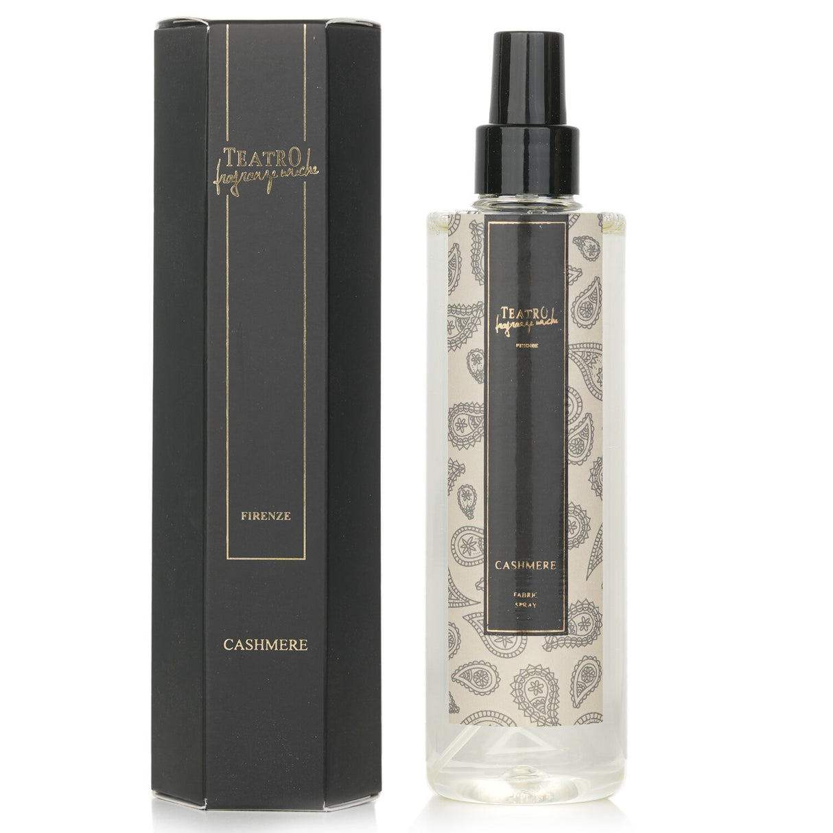 Teatro Fabric Spray in Cashmere, 250ml, enhances fabrics with a luxurious, long-lasting scent while remaining stain-free.