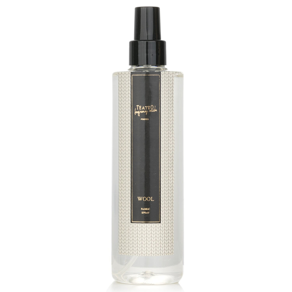 Teatro 250ml fabric spray for wool, infused with essential oils for lasting fragrance and stain-free freshness.