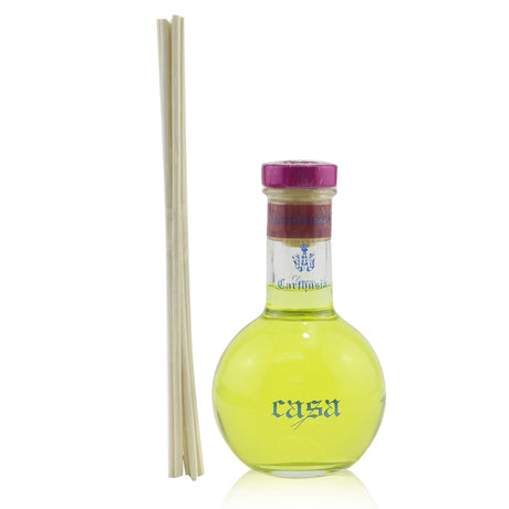 Elegant glass diffuser filled with fruity and woody fragrances, enhancing home ambiance and purifying air.
