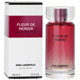 Lagerfeld Fleur De Murier Eau De Parfum Spray, 100ml, featuring a floral fruity scent with notes of redcurrant, violet, and sandalwood.