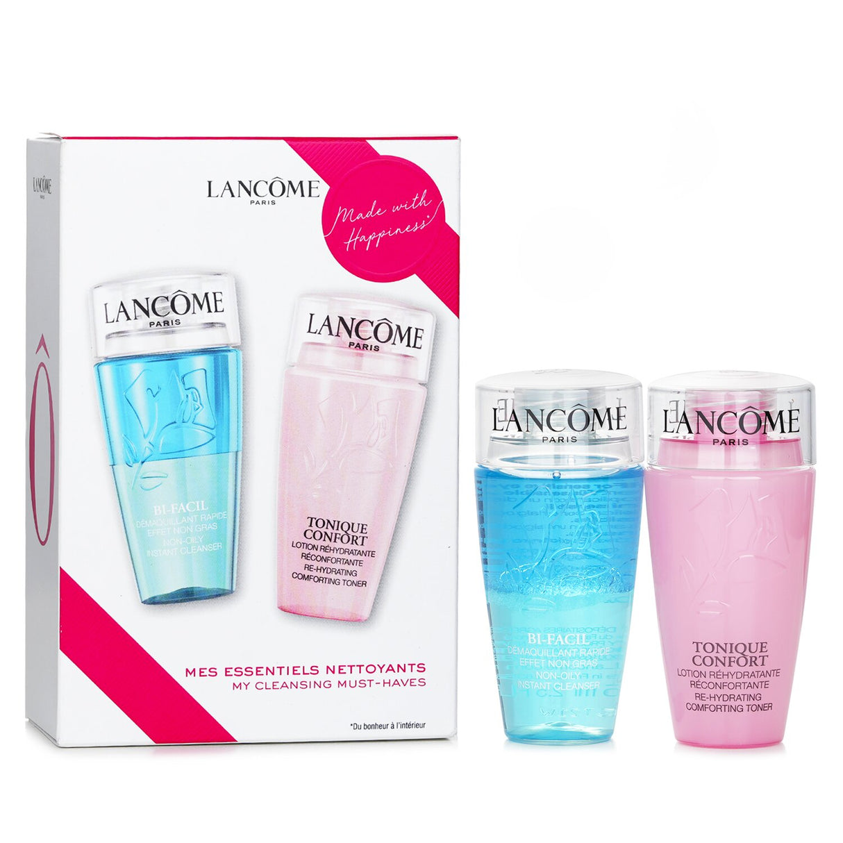 Lancome My Cleansing Must-Haves Set with Bi-Facil and Confort Tonique for radiant skin and effortless makeup removal.