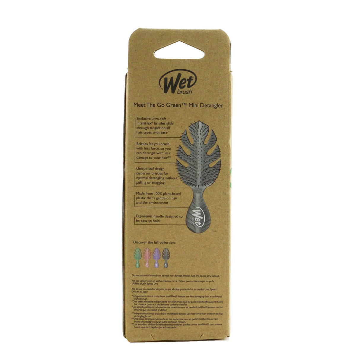 Eco-friendly grey mini detangler brush with soft bristles for pain-free hair care, ideal for travel and kids.