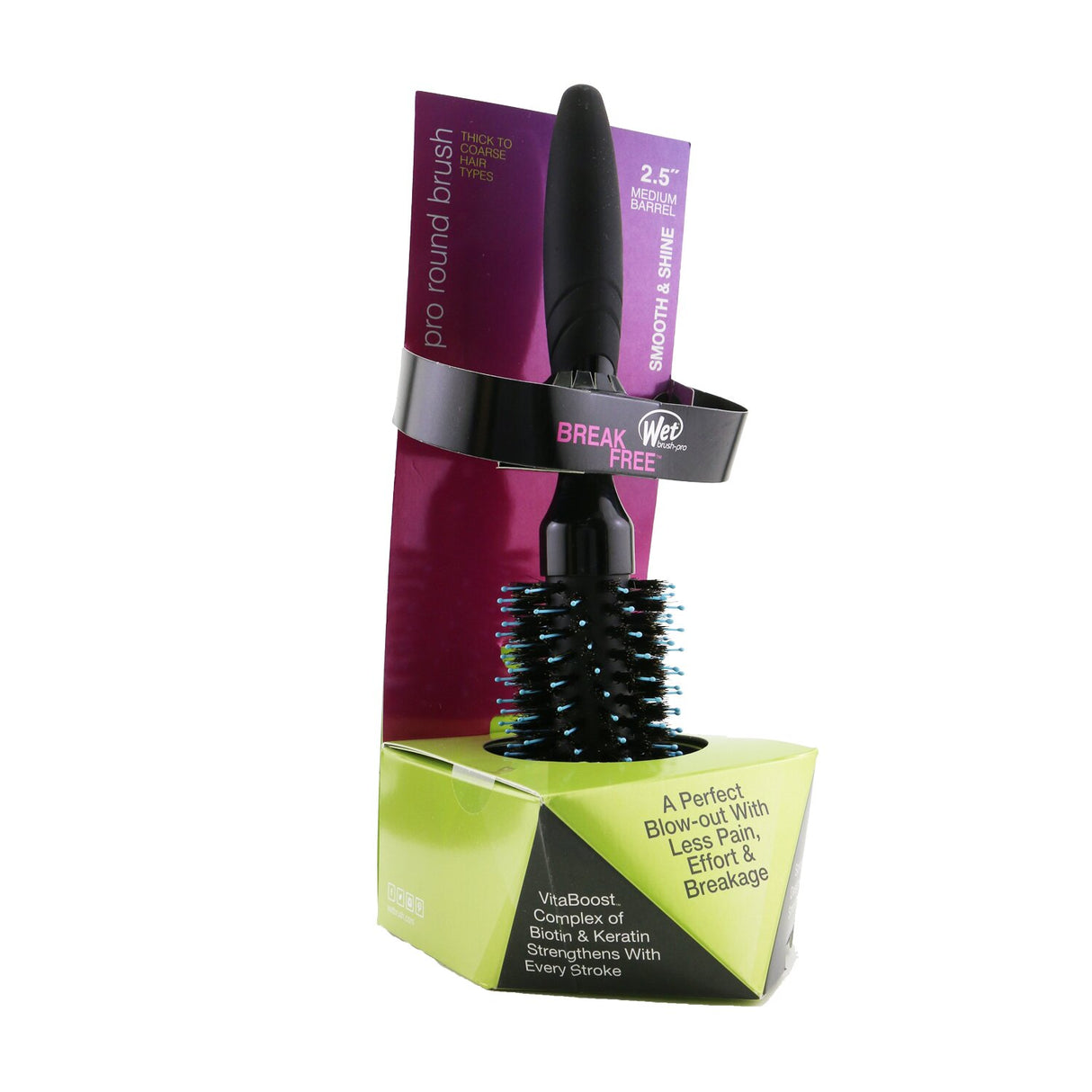 Wet Brush Pro Smooth & Shine Round Brush for thick to coarse hair, with flexible bristles for easy detangling and shine.