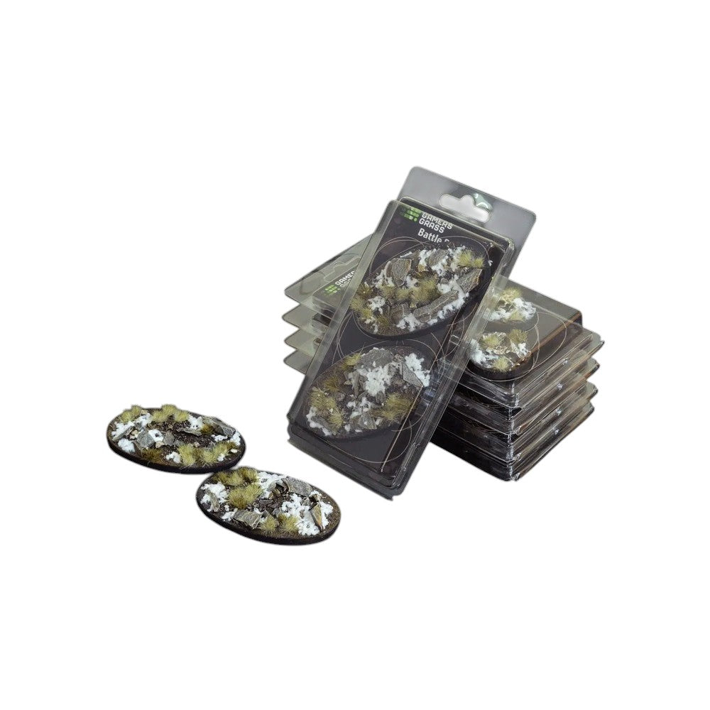 Gamers Grass - Battle Ready Bases - Winter - Oval 90mm (x2)