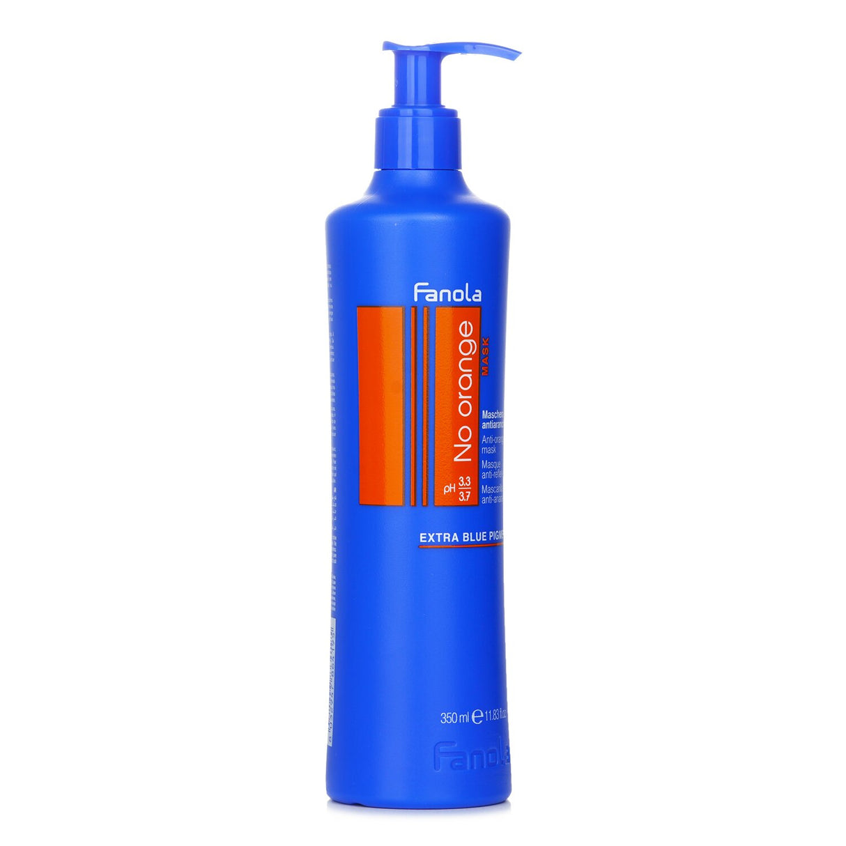 Fanola No Orange Mask 350ml: blue pigment hair mask for neutralizing unwanted warm tones and enhancing shine in hair.