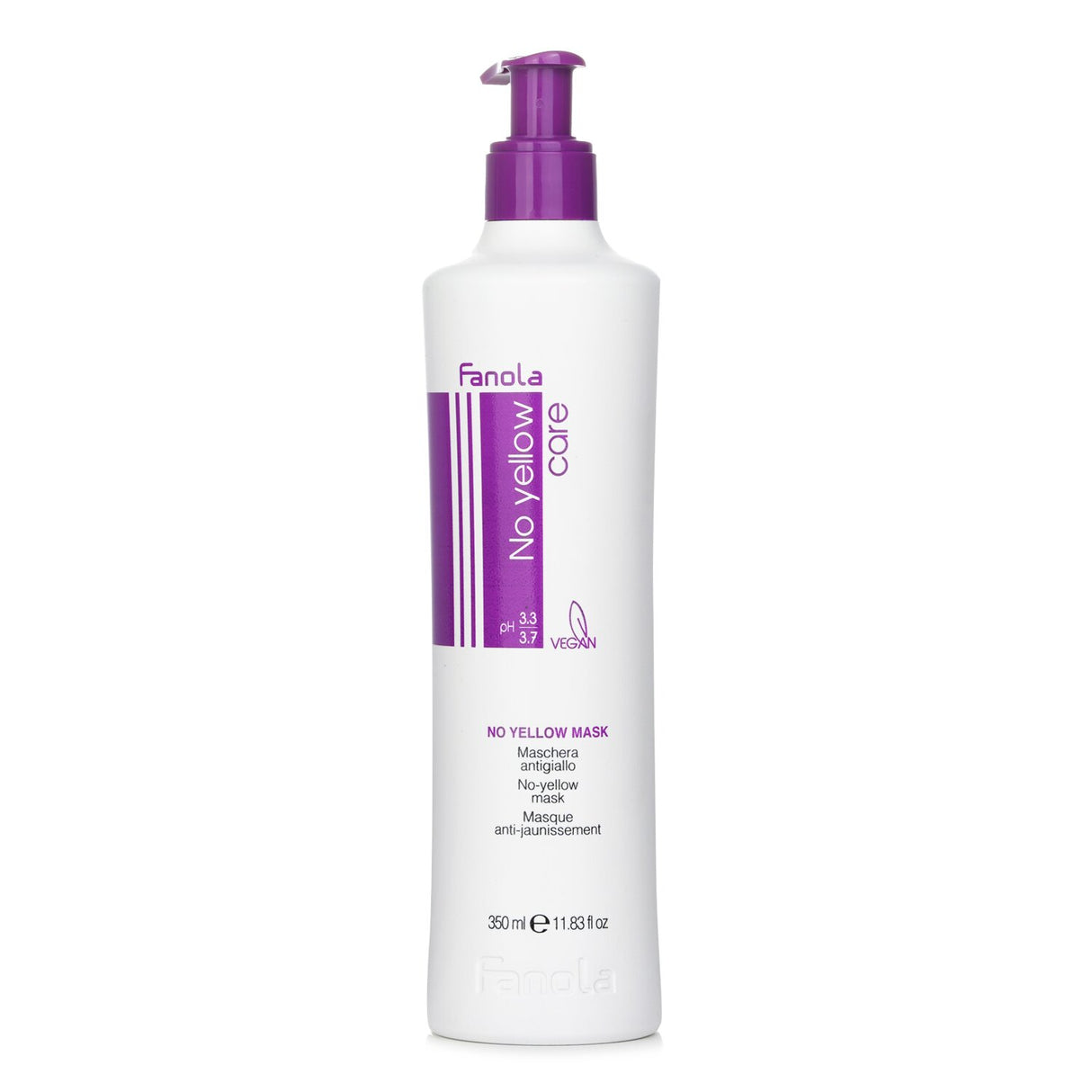 Fanola No Yellow Mask 350ml, a deep conditioning mask with violet pigment for neutralizing yellow tones in bleached hair.