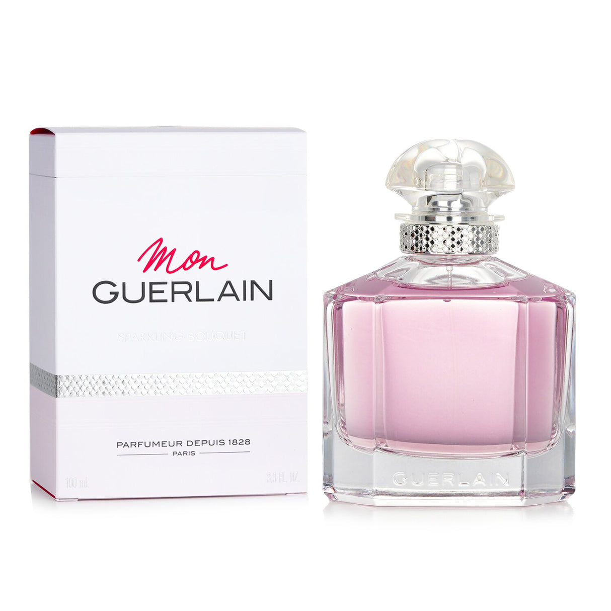 Guerlain Mon Guerlain Sparkling Bouquet Eau De Parfum, 100ml, featuring floral fruity notes of pear, lavender, and vanilla.