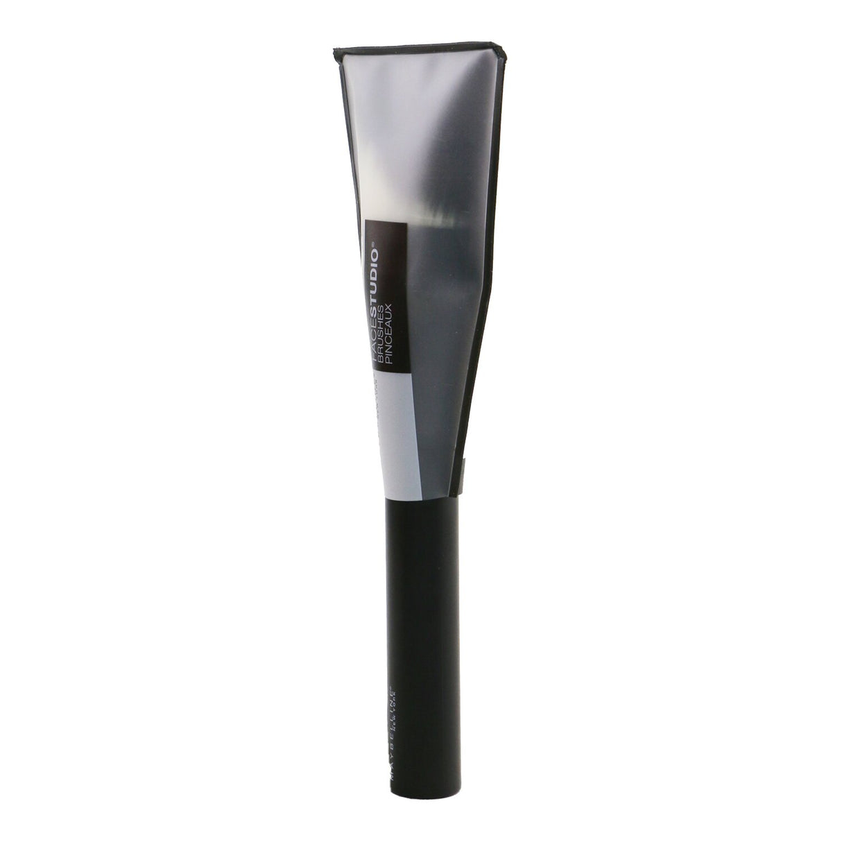 Maybelline Facestudio 120 Contour Brush with a curved shape for precise application and blending of cream and powder contours.