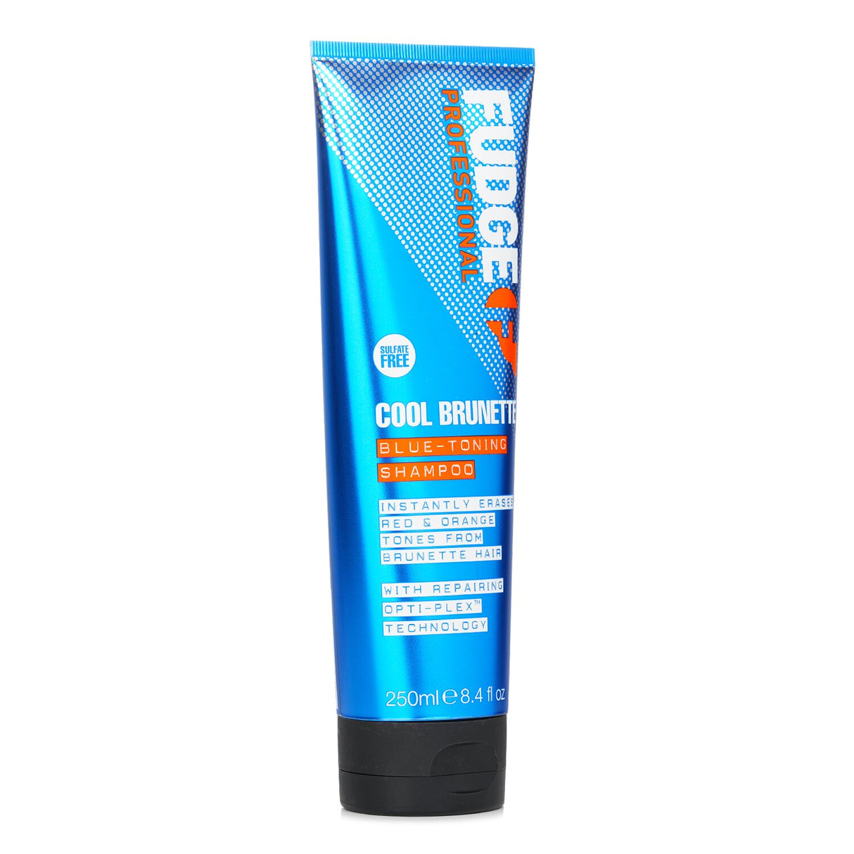 Fudge Cool Brunette Blue-Toning Shampoo for neutralizing red/orange tones in brunette hair, 250ml, with lasting fragrance.