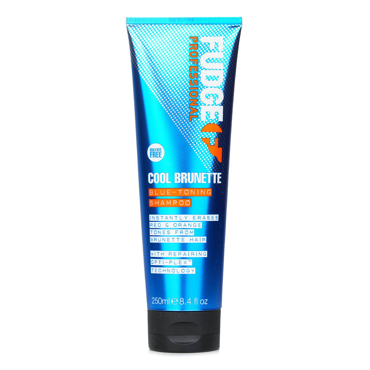 Fudge Cool Brunette Blue-Toning Shampoo neutralizes brassiness with blue pigments, repairing and refreshing brunette hair.