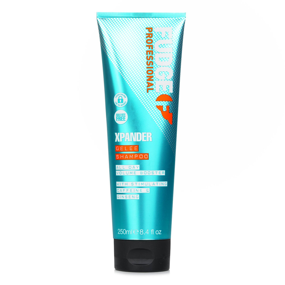 Fudge Xpander Gelee Shampoo 250ml for volumizing hair, infused with Caffeine and Ginseng, offers 24-hour fragrance and color protection.