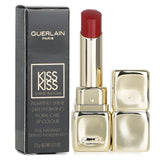 Luxurious Guerlain KissKiss Shine Bloom Lip Colour in #739 Cherry Kiss, offering high shine and hydration in a vegan formula.