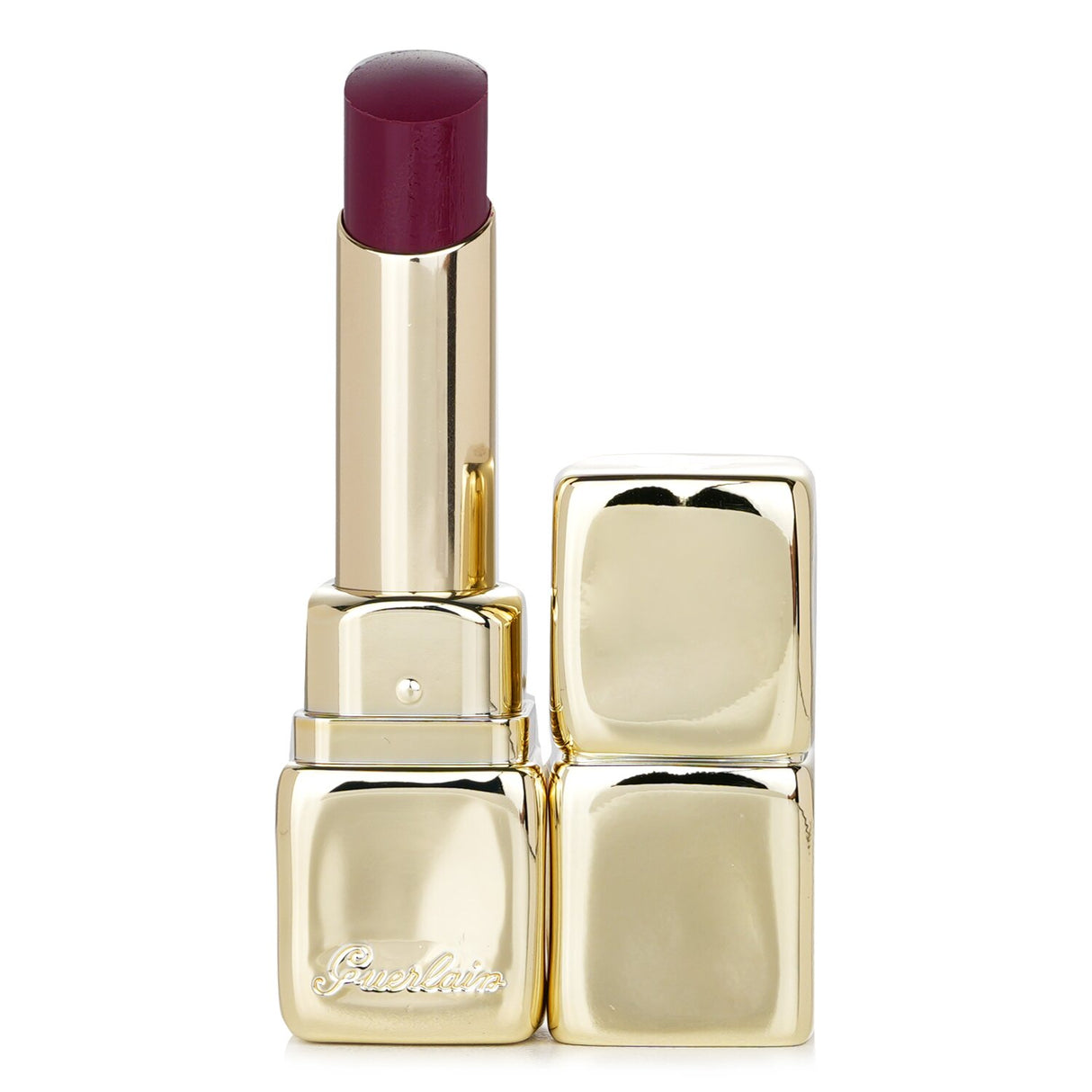 Guerlain's KissKiss Shine Bloom Lip Colour #829 in Tender Lilac, a vegan, hydrating, and high-shine lipstick in chic packaging.