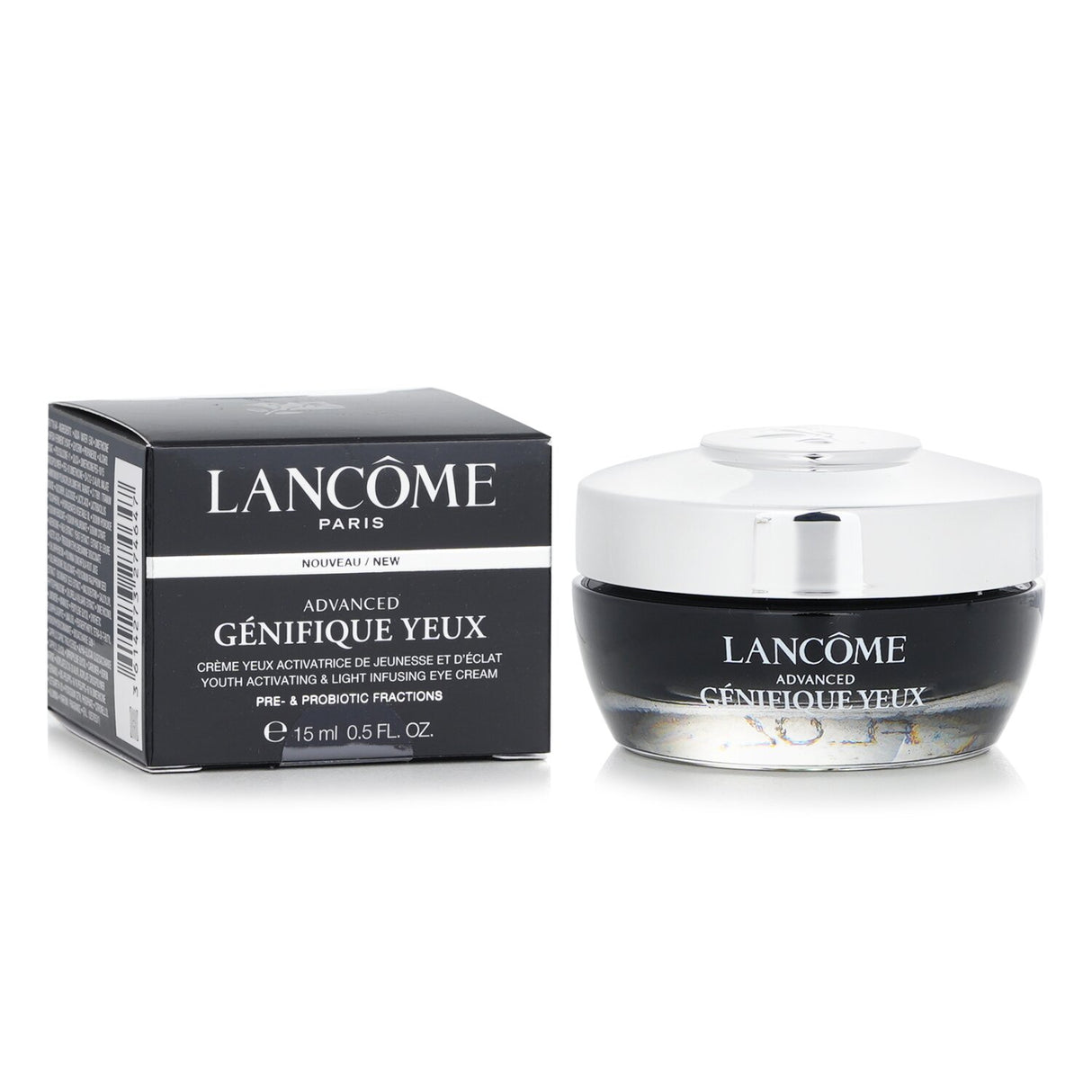 Luxurious Lancôme Genifique Eye Cream in 15ml, rejuvenates under-eye skin, reduces dark circles, and smooths fine lines.
