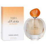 Giorgio Armani Terra Di Gioia Eau De Parfum in a 50ml bottle, featuring an amber floral scent with fresh pear and warm musk notes.