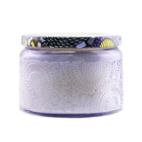 Mini Voluspa Apple Blue Clover candle in ornate jar, filled with a crisp apple and blue clover fragrance, burns for 25 hours.