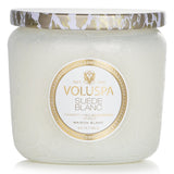 Luxurious Voluspa Petite Jar Candle in Suede Blanc, 127g, with a coconut wax blend for a clean burn and enchanting fragrance.