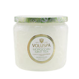 Elegant Voluspa Petite Jar Candle in Moroccan Mint Tea, featuring a coconut wax blend and chic embossed glass jar.