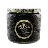 Voluspa Petite Jar Candle in Suede Noir, 127g, features a coconut wax blend and elegant glass container for a chic home ambiance.
