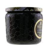 Voluspa Petite Jar Candle in Freesia Clementine, eco-friendly wax, enchanting scent, beautiful glass container with elegant design.