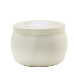 Voluspa Mini Tin Candle in Coconut Papaya, featuring a tropical scent, eco-friendly wax, and a stylish tin for decoration.