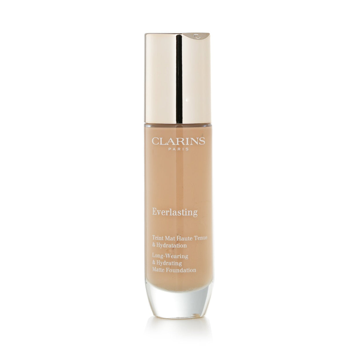 Clarins Everlasting Foundation in #111N Auburn, a hydrating matte formula for all skin types, ensuring long-lasting coverage.