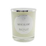 Elegant Nicolai Scented Candle in Musc Blanc, 190g, with natural wax and a warm fragrance for a calming ambiance.