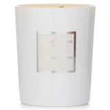 Max Benjamin White Pomegranate Candle in glass container, made with natural soy wax for a fruity scent and 40-hour burn time.