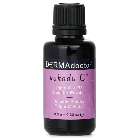 DERMAdoctor Kakadu C Triple C + B3 Booster Powder in a 9.3g jar, designed to enhance skincare with Vitamin C and Niacinamide.