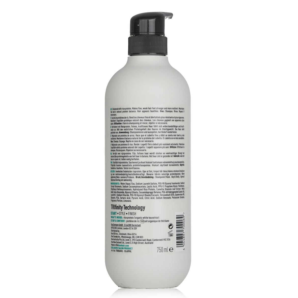 KMS California Add Power Shampoo bottle, 750ml, designed to strengthen fine, weak hair with protein and antioxidants.