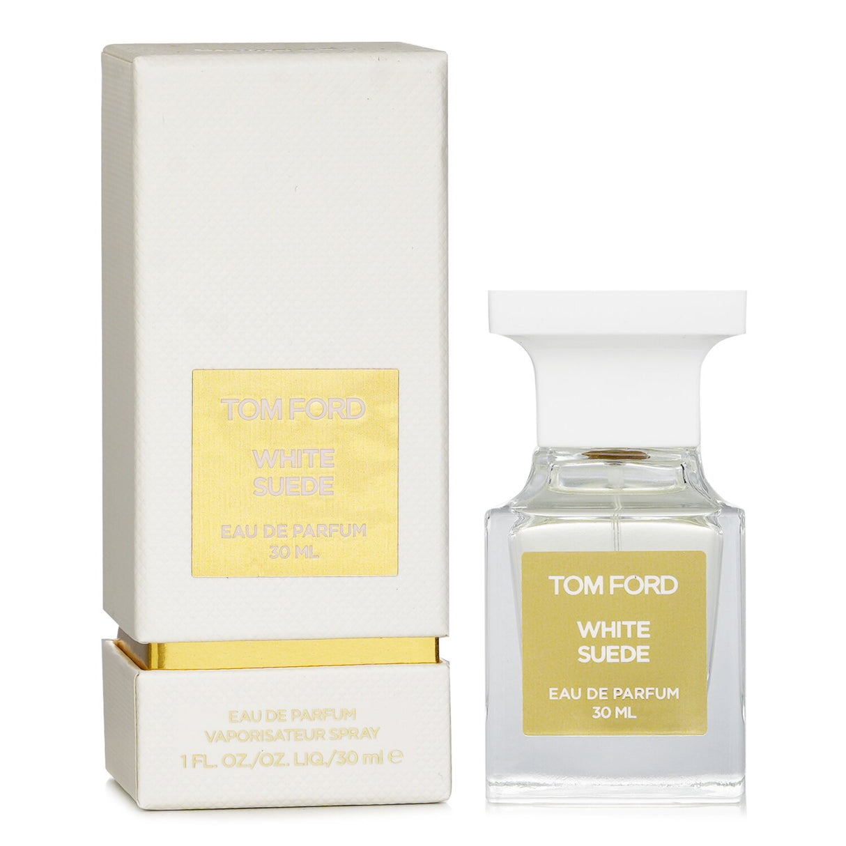 Tom Ford's White Suede Eau De Parfum, 30ml, a luxurious floral woody scent with rose, leather, and amber notes, perfect for winter.