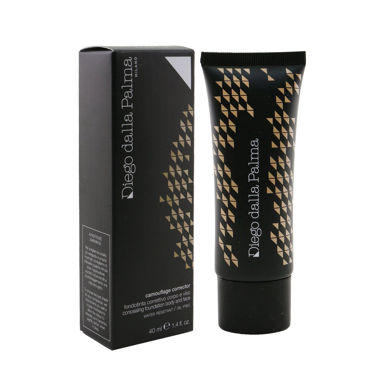 High-coverage liquid foundation for face & body, resistant to oil, water, and sweat; enriched with Vitamin E for hydration.