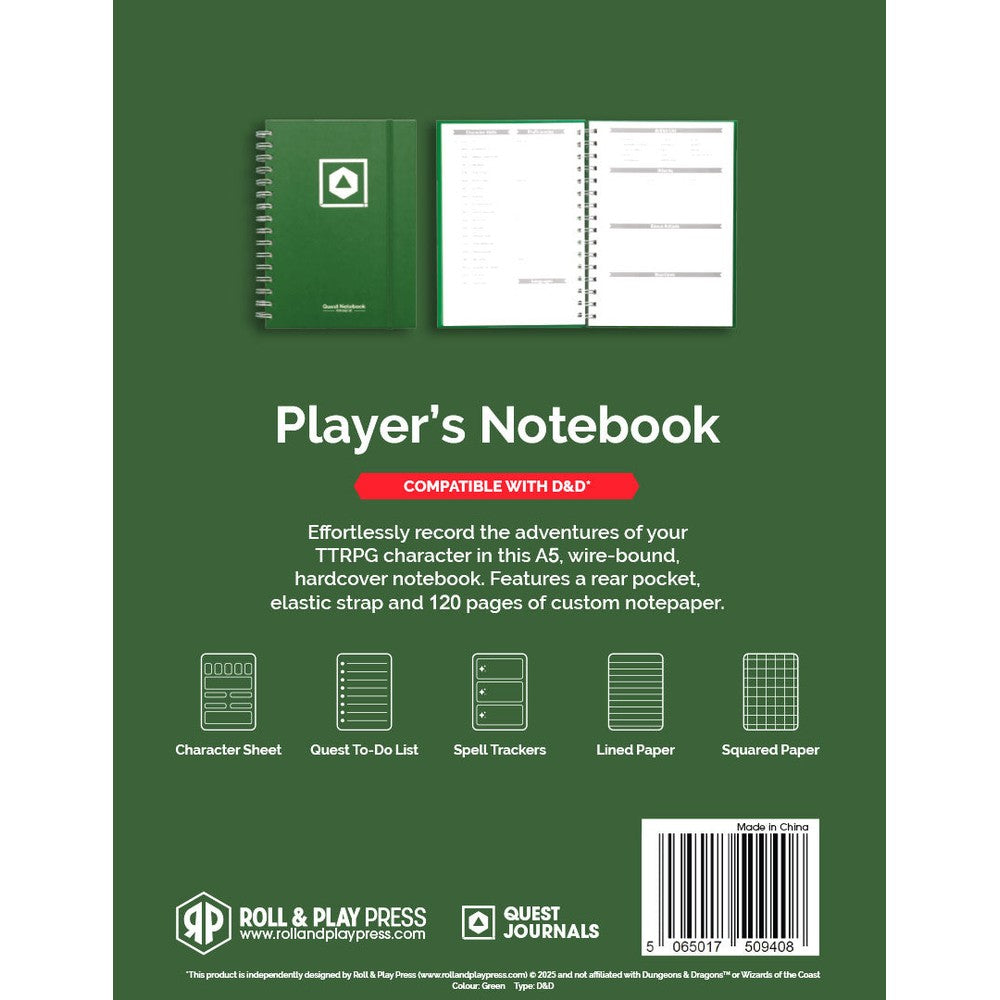 Dungeons & Dragons Character Quest Notebook - Wild Green Board Game