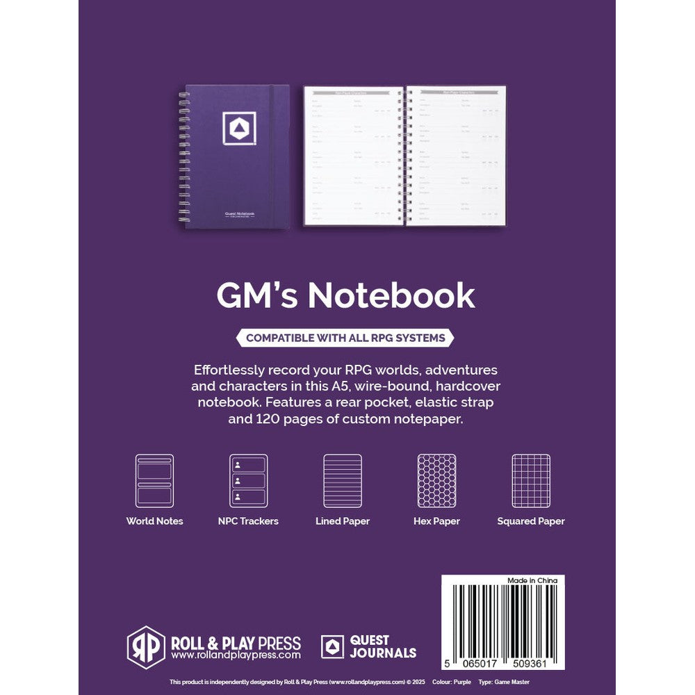 Game Master's Quest Journal - Mystic Purple Board Game