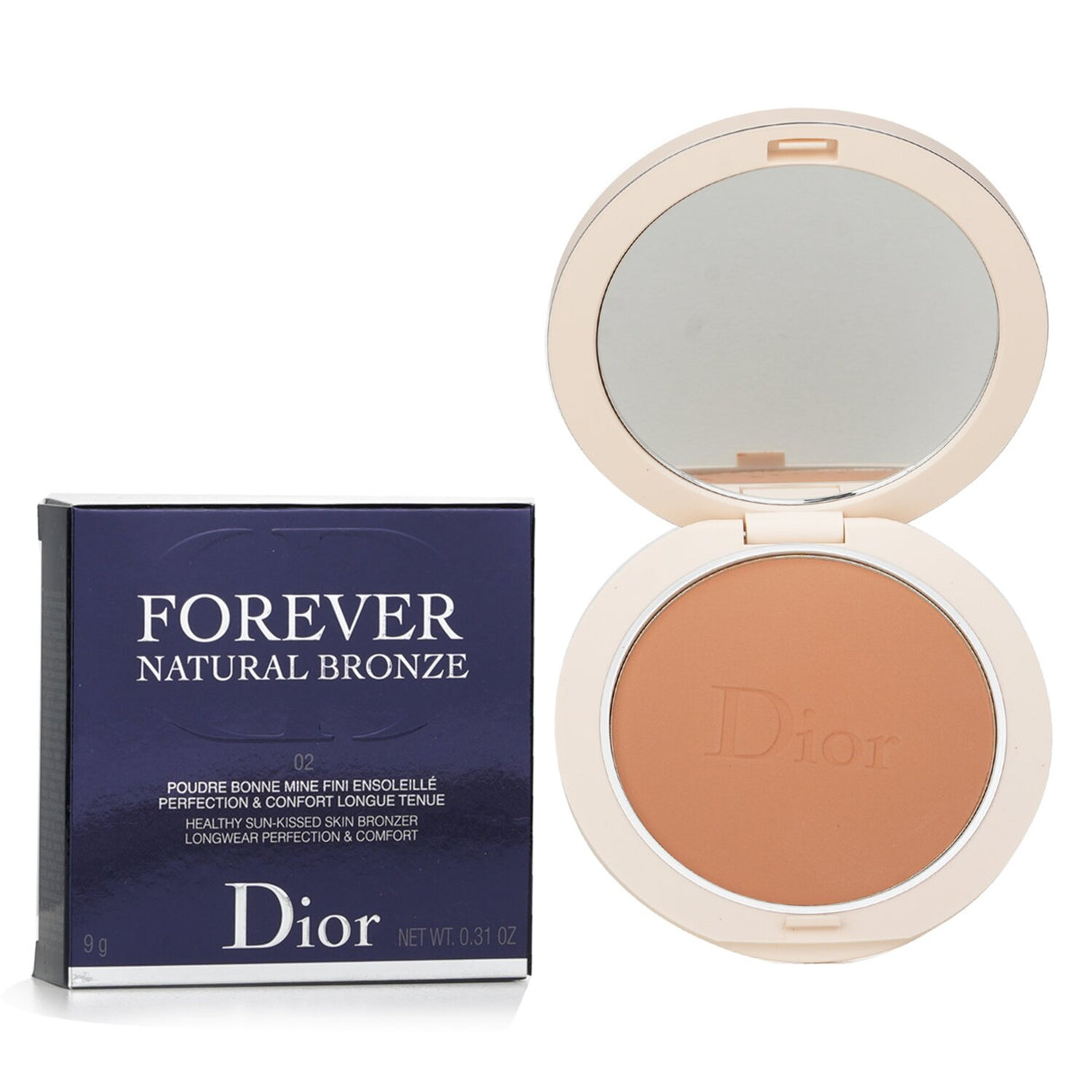 Christian Dior Dior Forever Natural Bronze Powder Bronzer #02 Light Bronze, 95% mineral pigments for a sun-kissed glow.