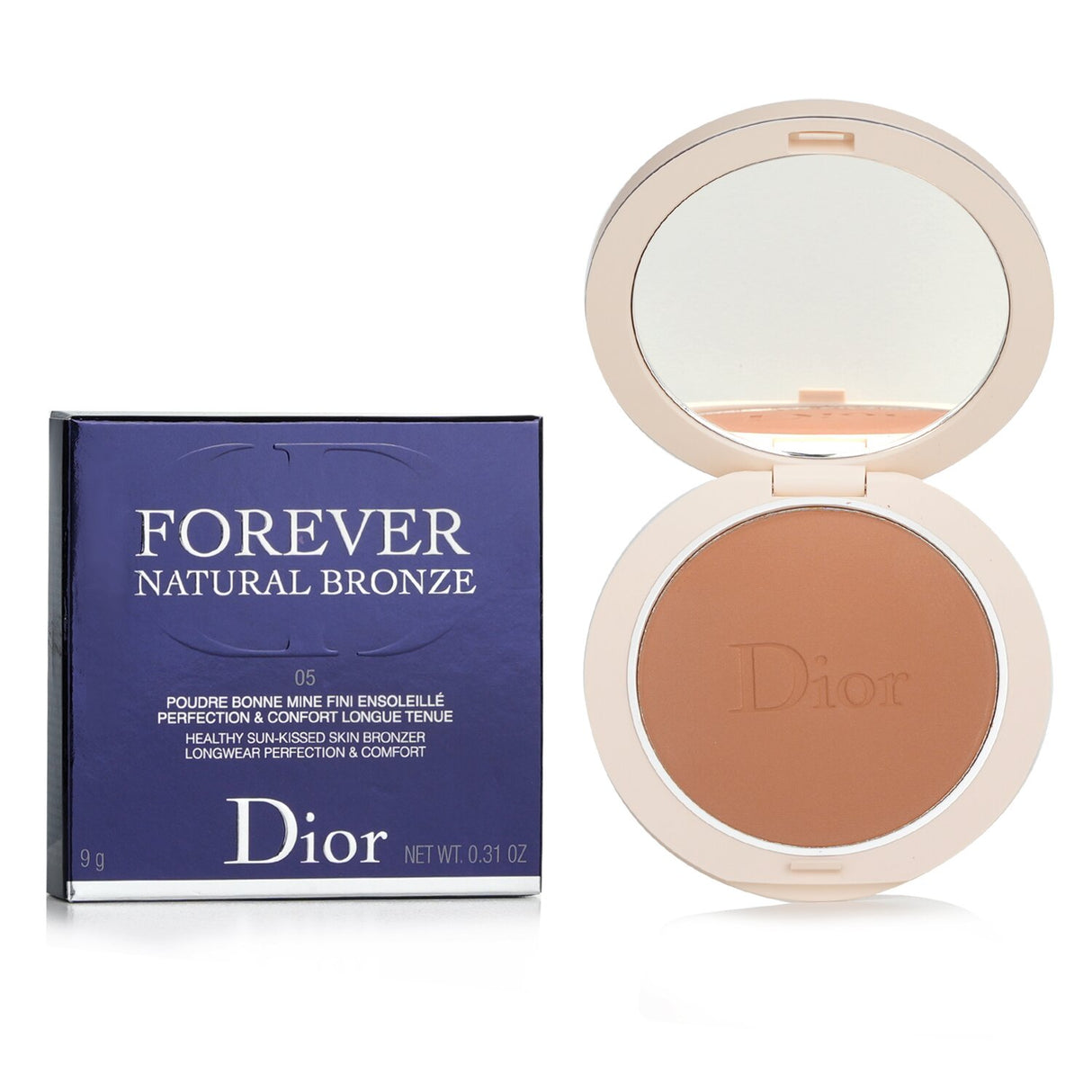 Christian Dior Dior Forever Natural Bronze Powder Bronzer in #05 Warm Bronze, 95% mineral pigments for a sun-kissed glow.