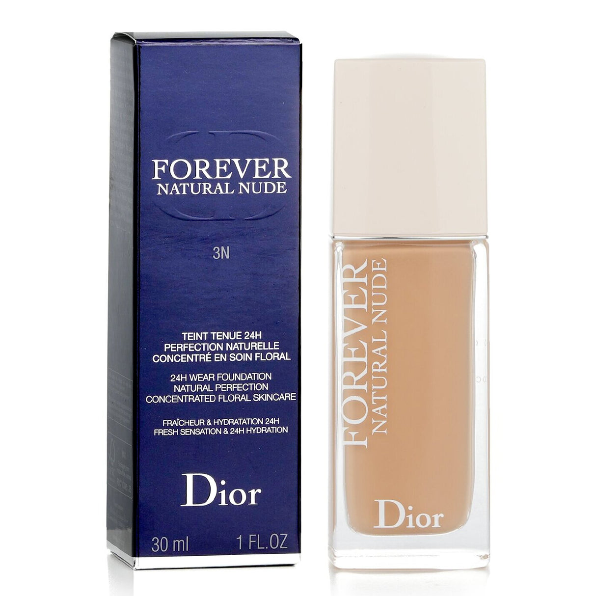 Dior Forever Natural Nude Foundation #3N Neutral, 30ml, offers lightweight coverage with 96% natural ingredients for radiant skin.