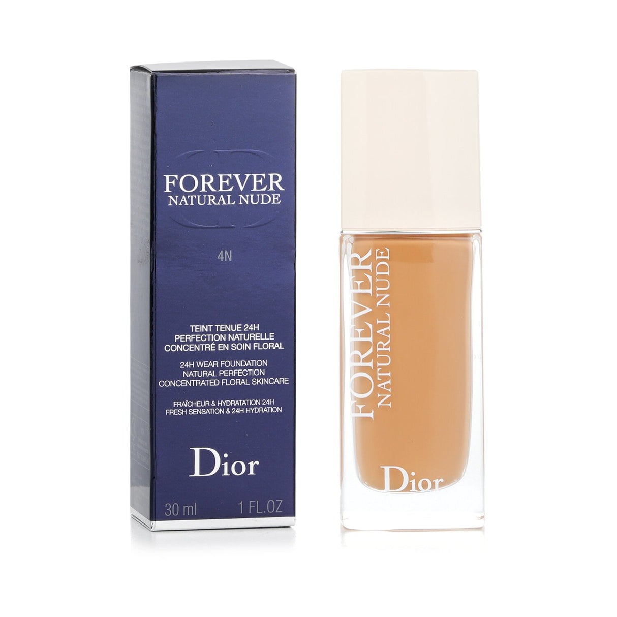 Dior Forever Natural Nude 24H Foundation #4N Neutral, a lightweight liquid foundation for a flawless, radiant complexion.