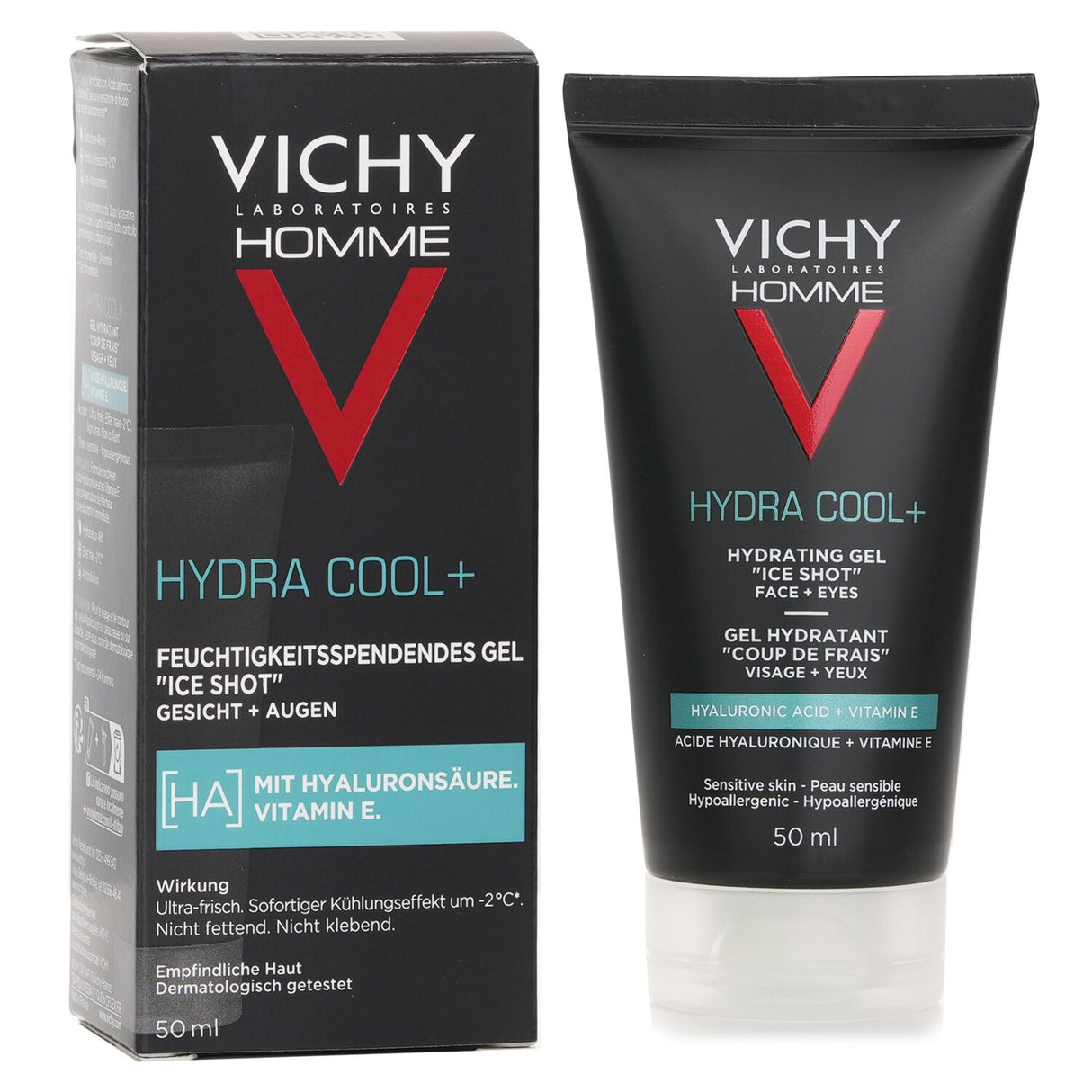 Vichy Homme Hydra Cool+ - Hydrating Gel "Ice Shot" With Hyaluronic Acid (For Fac